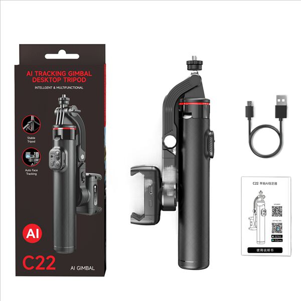 Hand-held pan-tilt single-axis stabilizer C22 intelligent AI follow-up anti-shake 360-degree shooting tripod mobile phone bracket