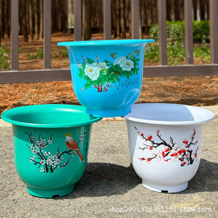 Thickened resin flower pot outdoor sun protection household imitation ceramic plastic flower pot balcony green plant rose fruit tree large flower pot