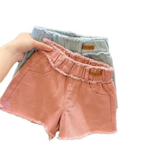 2024 Korean Women's Retro Fashion Denim Shorts Summer New Arrival Thin Loose Wide Leg Frayed Denim Shorts