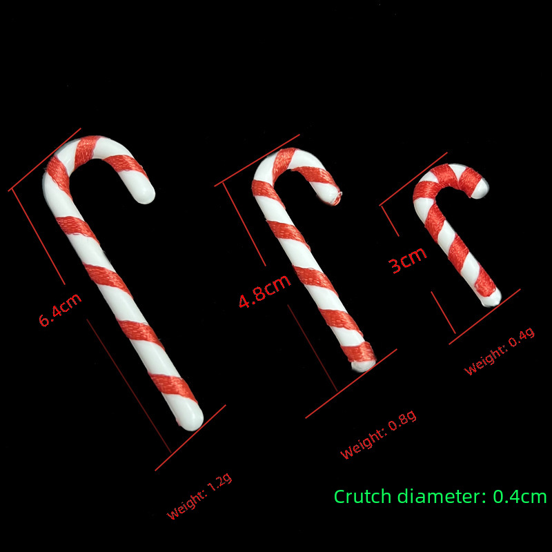 Cross-border direct sales plastic small crutch red and white cane windmill candy hook crutch Christmas tree decorative crutch accessories_voghion.com