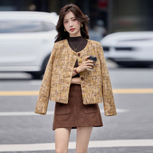 粗花呢短款小香风外套女2025年秋季新款名媛气质百搭高端洋气上衣