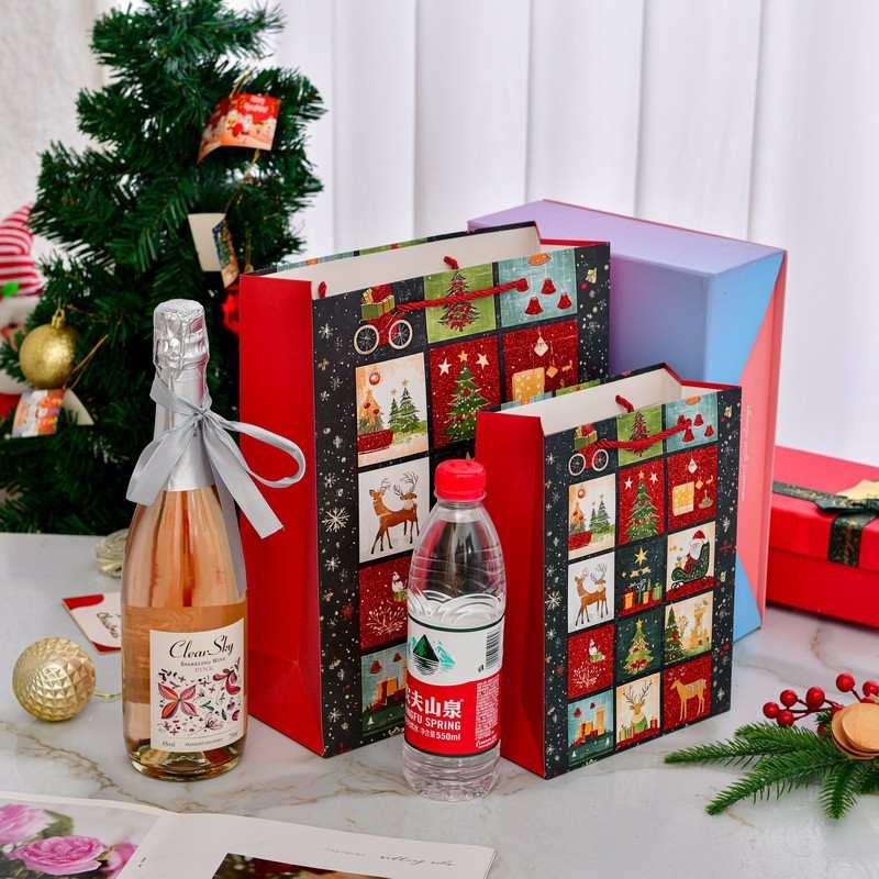 漫画クリスマスパズルギフトバッグパウダープリントクラフトポータブル紙袋クリスマス包装ギフトギフトバッグ|undefined