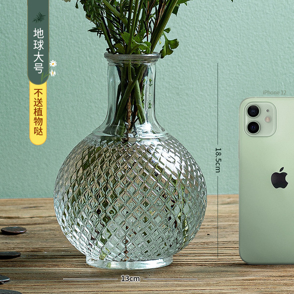 Madrid's French retro glass vase transparent small -caliber flower…