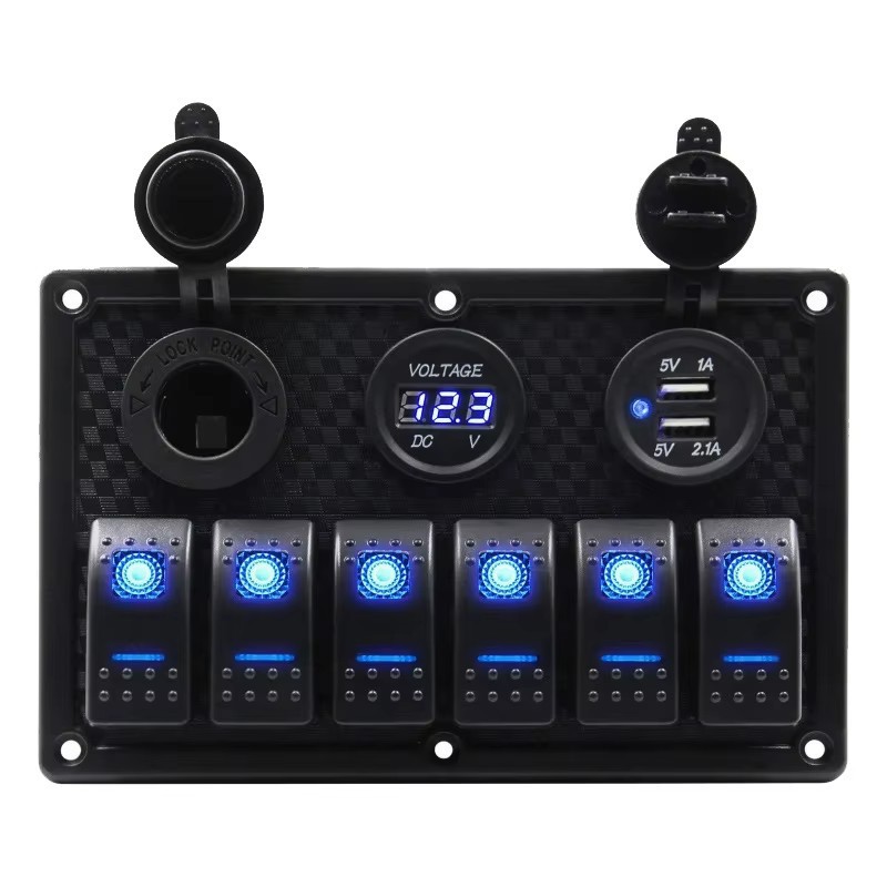 Cross-Border Yacht Control Panel Combination 6+3 Rv Modified Boat-Type Switch Panel USB Charger Voltage