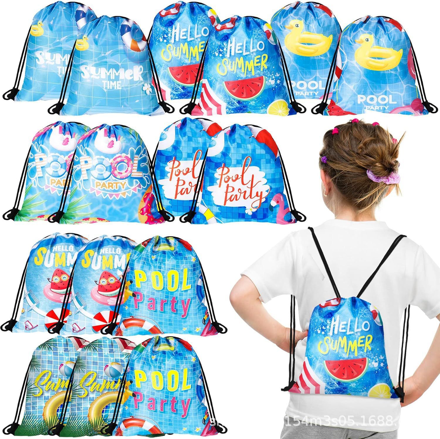 海滩五双肩抽绳背包袋子农场动物便携收纳袋涤纶手提抽绳袋束口