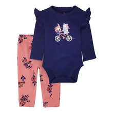 外贸童装春秋款跨境跨境批发男女宝婴儿长袖包屁衣爬服长裤两件套