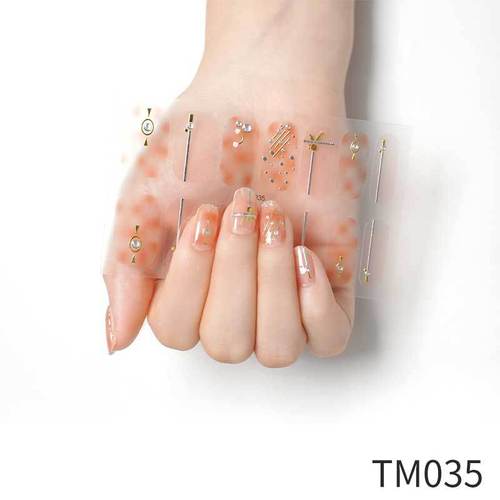 Zhengxiang customized 3D diamond manicure stickers fully affixed with Internet celebrity nail polish film manicure stickers hot stamping imitation diamond nail stickers