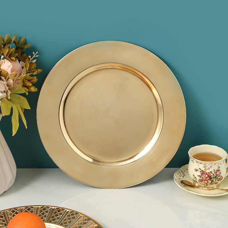 Factory Direct Supply Charger Plate Nordic Wedding Decoration Tray 13inch Hotel Fruit Decoration Plate Factory Direct Supply Charger Plate Nordic Wedding Decoration Tray 13inch Hotel Fruit Decoration Plate