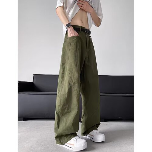 Retro quick-drying machete pants, men's summer thin American large pocket overalls, fashion brand handsome street ice pants