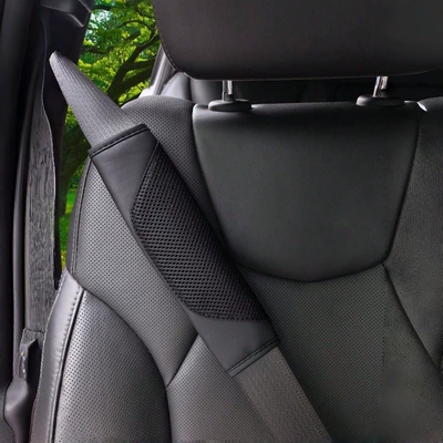 Transparent Leather Seat Belt Shoulder Pads Seat Belt Decompression Comfortable Car Supplies (Seat belt shoulder pad) - black