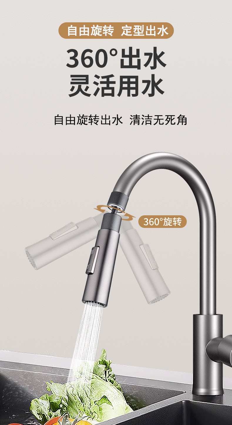 Kitchen faucet extender, splash-proof water pipe, universal rotatable multi-functional joint, pressurized foaming device, water nozzle Application Scenario