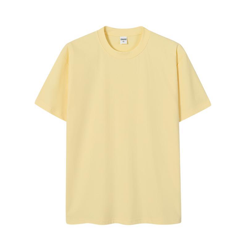 Camiseta de cuello redondo regular de hilo de spandex pesado de 230g, moda de verano