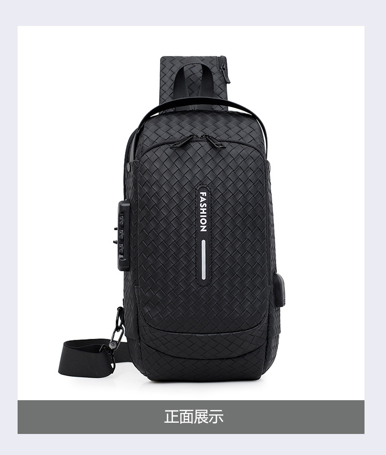 Cross-border men's chest bag, anti-theft password lock, single-shoulder bag, casual and simple crossbody bag, water-resistant outdoor storage chest bag undefined