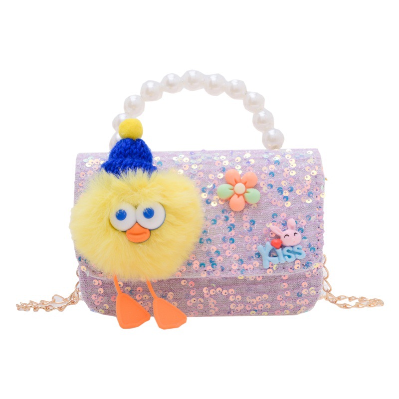Nuevo estilo occidental de los niños bolsa de estilo de dibujos animados de las muchachas bolsa de mensajero estilo coreano perla bolso niñas monedero