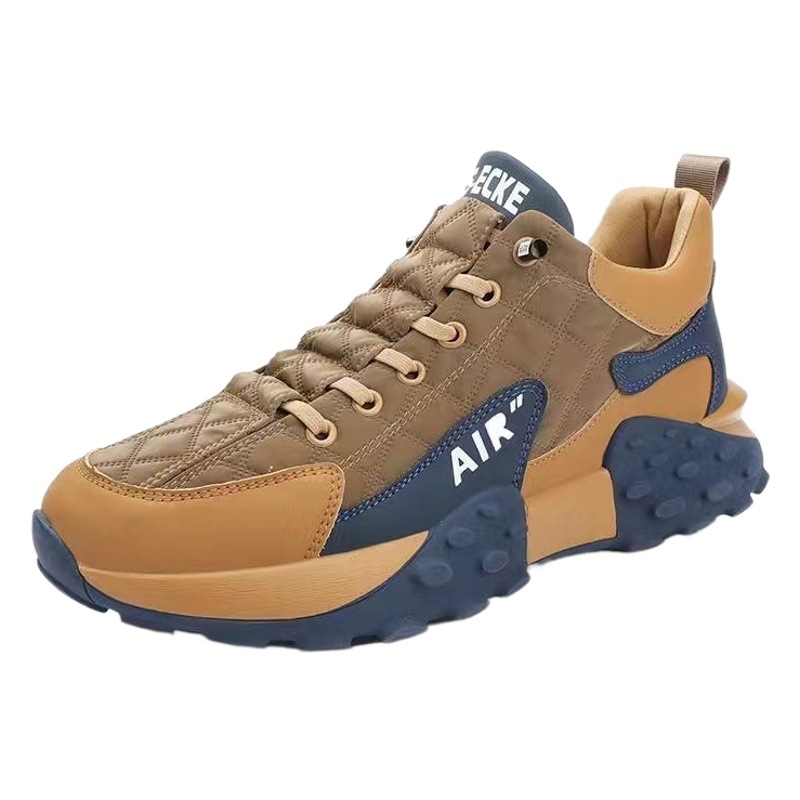Zapatilla de deporte de los hombres de otoño e invierno Nueva polar forrado cálido casual zapatos de argán zapatillas de deporte de fondo grueso cómodo zapatos de papá
