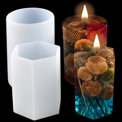 DIY crystal resin cylinder hexagonal epoxy silicone mold candle holder candle specimen soap mold