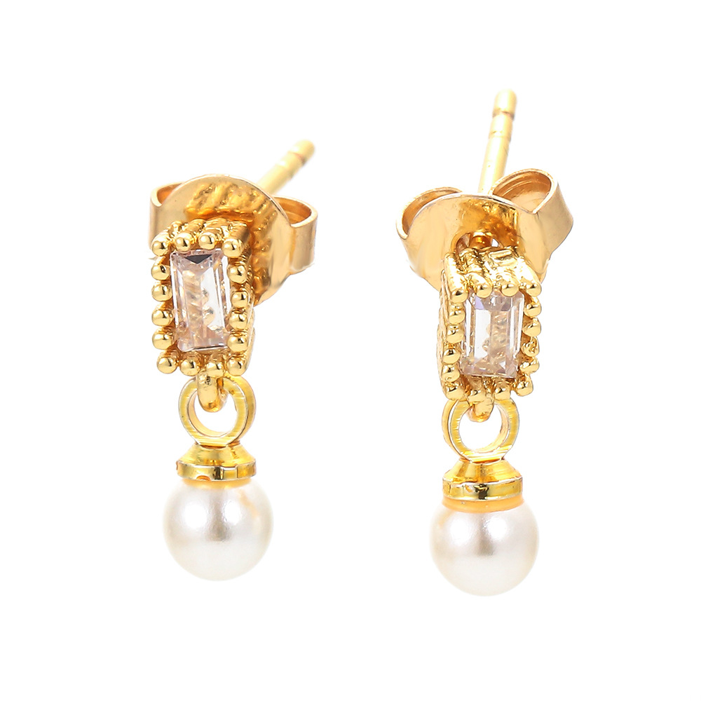 10g Weight Korean Style Vintage Pearl Earrings Simple Personality Long Fringe Earrings Fashion Copper-plated Gold Zircon Earrings In Stock