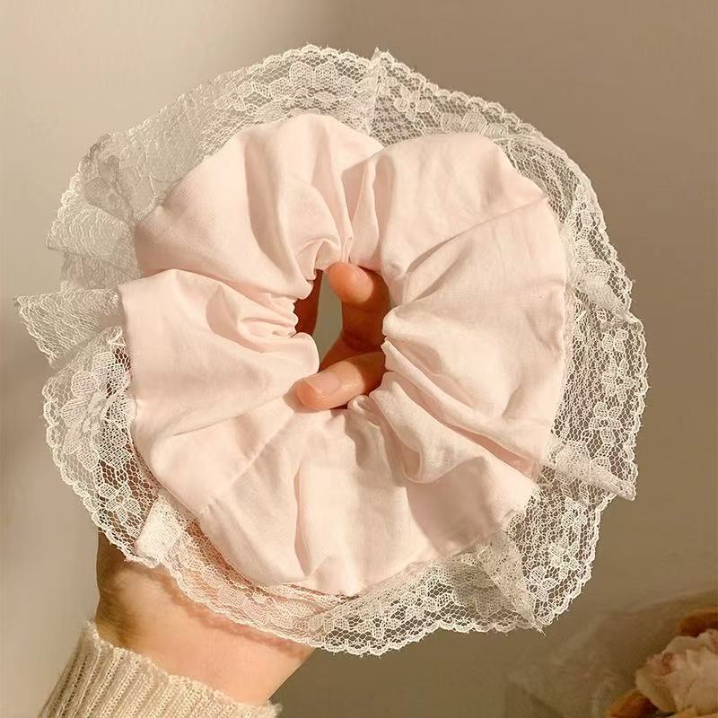 5721 라지 헤어밴드-18cm 화이트 레이스 엣지 핑크