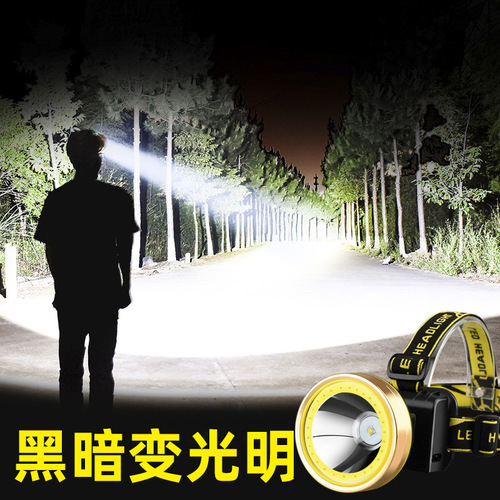 Outdoor LED headlight strong light charging ultra-bright head-mounted flashlight induction long-range night fishing lighting household miner's lamp