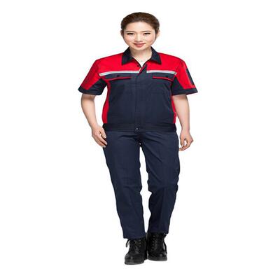 夏季短袖劳保服汽修服印制LOGO工作服套装电焊车间透气耐磨