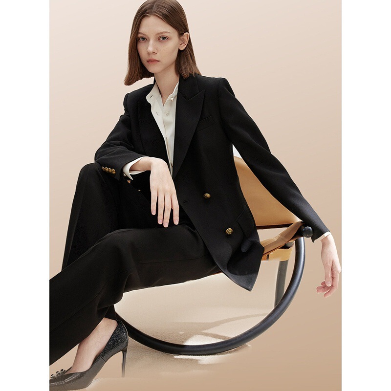Lang Series Wool High-End Slim Fit Black Professional Formal Suit Jacket 2026 New Style Women's Suit Lang Series Wool High-End Slim Fit Black Professional Formal Suit Jacket 2026 New Style Women's Suit