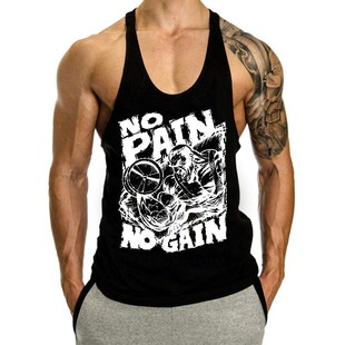 European and American Fitness Vest Men's Summer Sports Training Muscle Vest European Size Sweat-absorbent Thin Shoulder Strap I-shaped Hot Stamping Vest