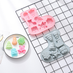 Creative Christmas 7 hole silicone cake mold kitchen baking utensils DIY chocolate cake mold candy chocolate