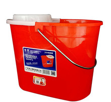 广东珠江牌加厚塑料老式挤水地拖桶家用红色简易拖地桶拖把篮护金