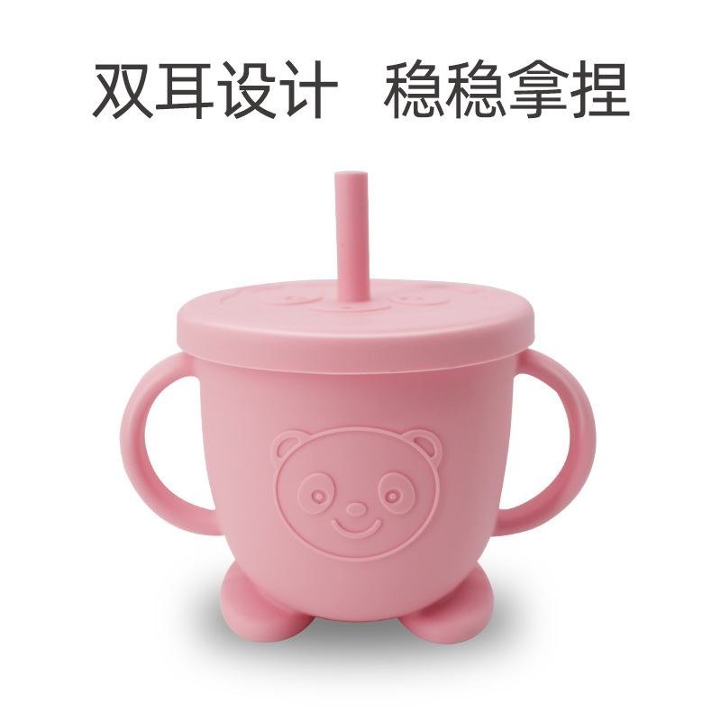 Taza de paja para bebés con cubierta a prueba de caídas a prueba de quemaduras entrenamiento de agua potable para niños aprendiendo taza de bebida fábrica transfronteriza en stock