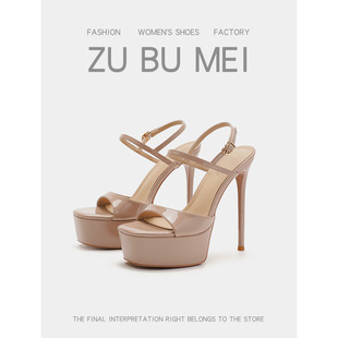 1488-3 Sexy Square Toe Stiletto High Heel Sandals for Women Summer New Waterproof Platform Non-Tiring High Heels for Women