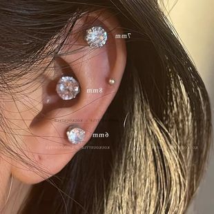 Ear clip no ear hole flash drill ear bone nail men's and women's American ear nail magnet zircon new personalized Internet red earrings