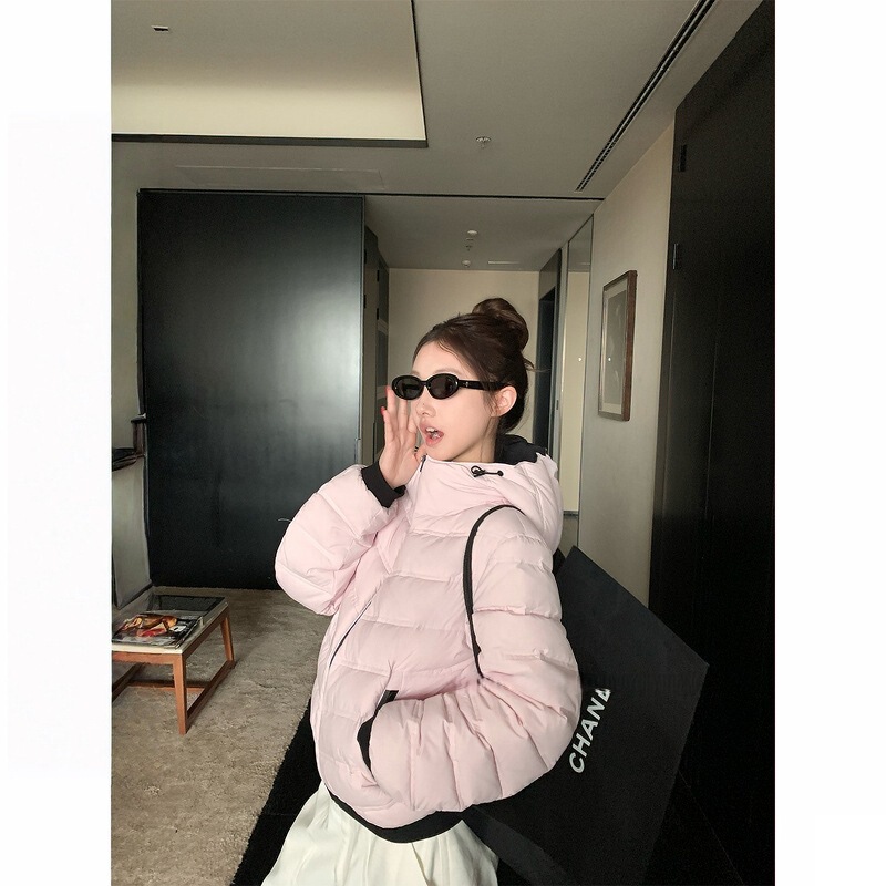 Chestnut Cocoa Bankelili Mon*Ler Private Favorite down Jacket! Ribbed Color-Blocked Hooded down Jacket for Women