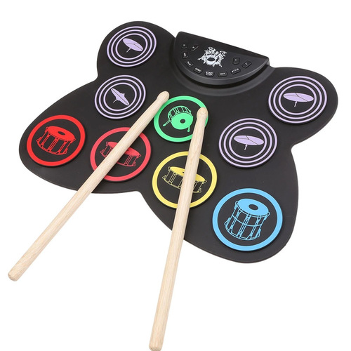  New Colorful Roll Electronic Drum for Children and Adults, Beginner-Friendly Foldable Jazz Drum, Silicone Desktop Drum