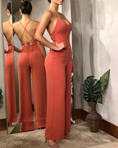 Solid color sexy strap camisole jumpsuit sexy strap suspender jumpsuit female