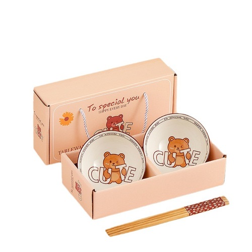 Dragon Year Bowl Set Ceramic Tableware Gift Box with Bowls and Plates, New Year Bowls and Utensils Covers, Bowls and Plates Set for Opening Ceremony, Year-end Party Small Gift Batch