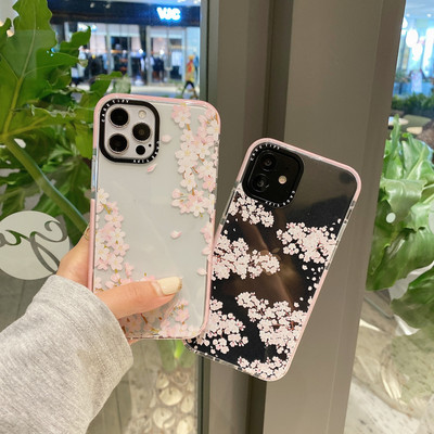 casetify粉色花适用iPhone12Pro苹果12手机壳xsmax潮牌xr透明女款