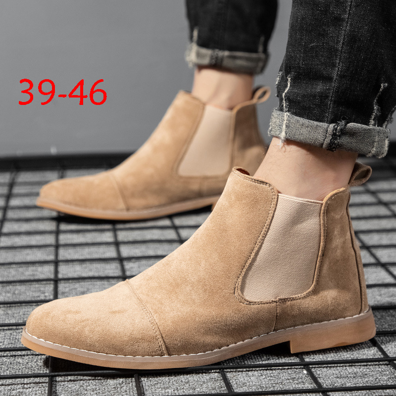 Cross-border plus size 46 Anti-velvet Chelsea Boots Men's British Style Tooling Martin Boots Outdoor Casual Leather Boots Independent Station