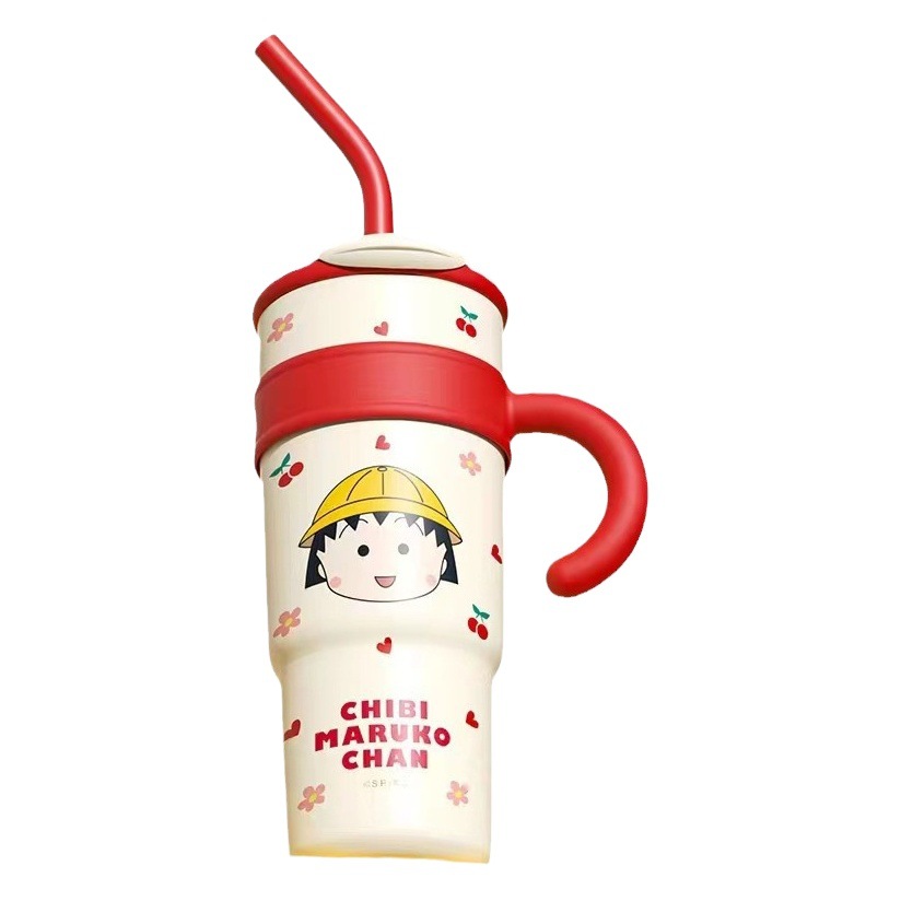 Nuevo 316 termo vacío taza dibujos animados Maruko gigante lindo paja taza mango de alta apariencia Oficina