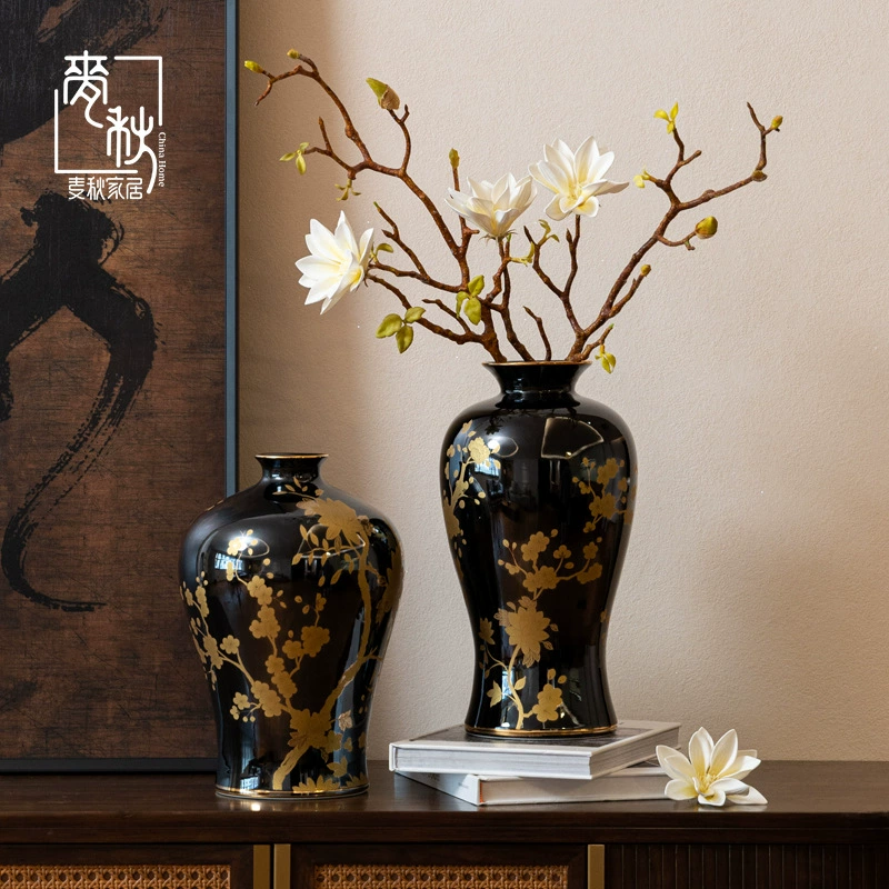 Элитная керамическая ваза Craftsman Thirteen, черно-золотая, в новом китайском стиле, итальянская, класса люкс
