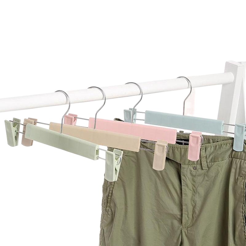 B210 hogar plástico fuerte pantalones clip retráctil adulto pantalones percha clip color liso multifuncional pantalones rack