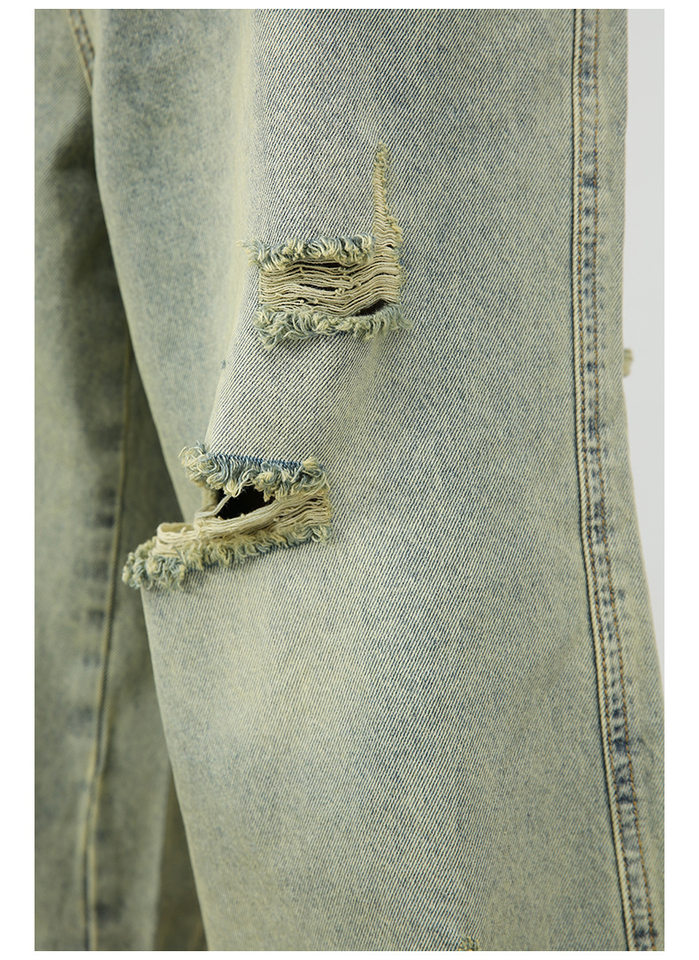 Quần short jean nam ống rộng ống thẳng dáng lửng rách nhẹ — Màu xanh lam chi tiết 12