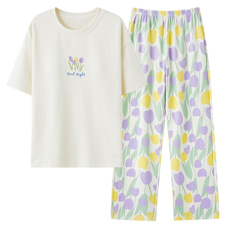 Pantalones de manga corta para mujer de verano, pantalones cortos, pijamas de cuello redondo de tres piezas, algodón de imitación, almohadillas para el pecho, estilo casual cómodo, suave y simple