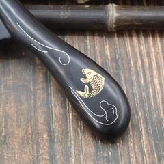 Manufacturer's Ziguang sandalwood comb, mortise-and-tenon jointed, tooth-inserted comb, pure handmade inlaid copper wire ebony wood gift comb wholesale