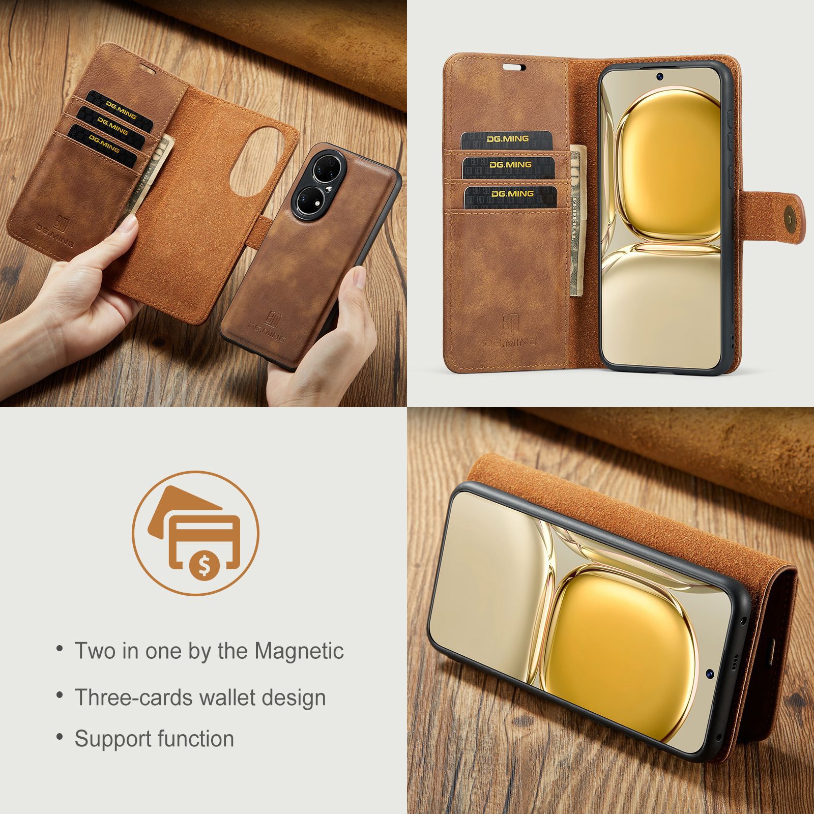 Magnetische Handyhülle Aus Leder Für Huawei P50 Und P50 Pro_voghion.com