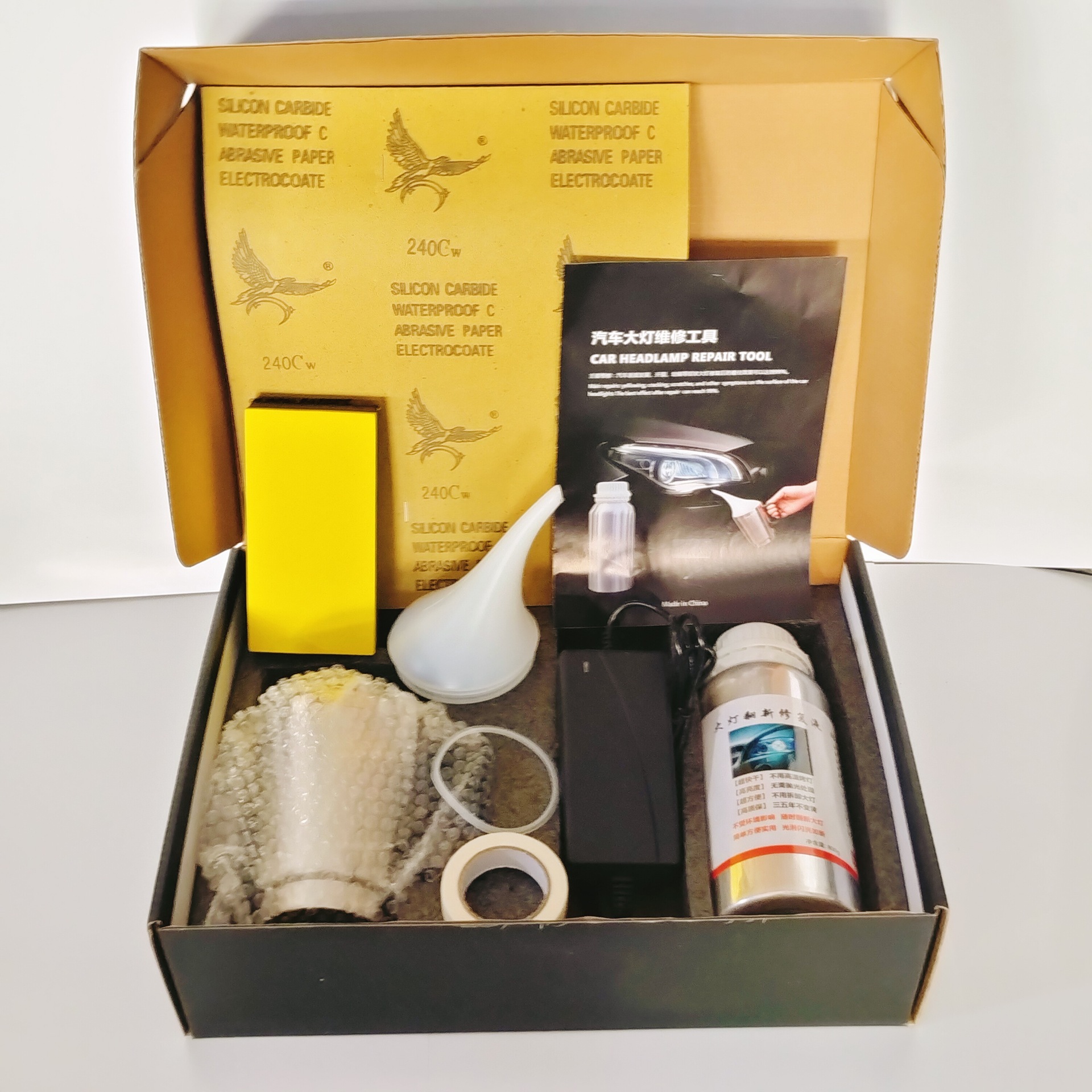 Reparación de renovación de faros de automóviles, juego de herramientas de faros, reparación de luces de automóviles, fábrica de líquido de hielo azul al por mayor