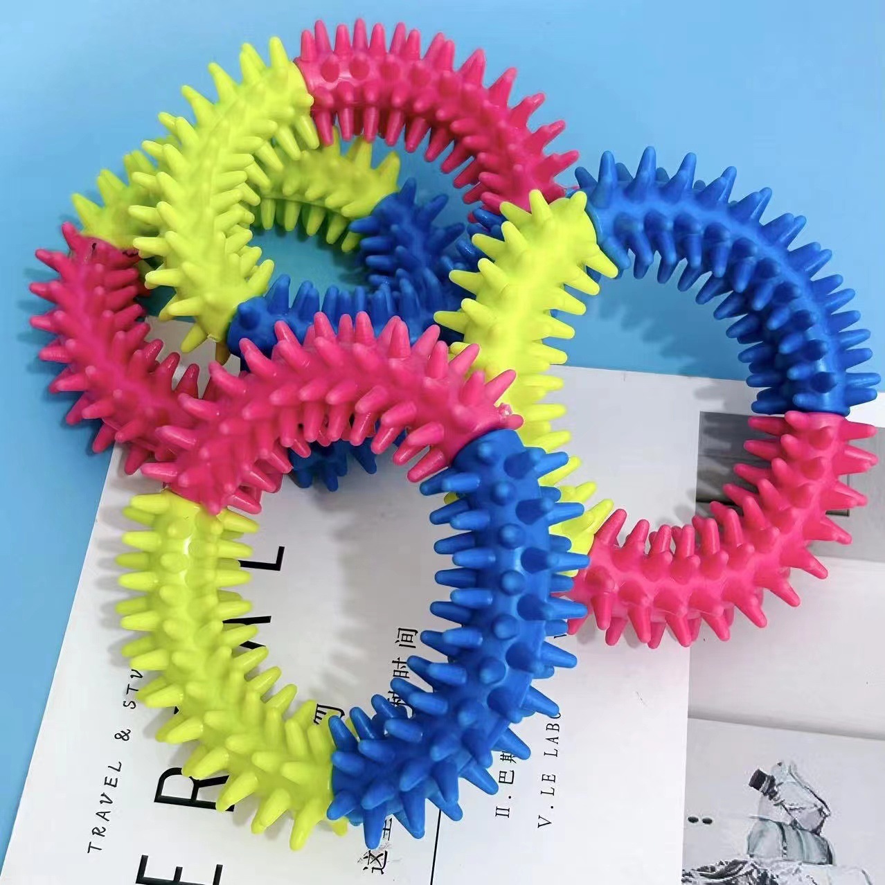 Juguete para perros molar tooth cleaning color TPR Thorn Ring Training Toy color costura perro juguete suministros para mascotas