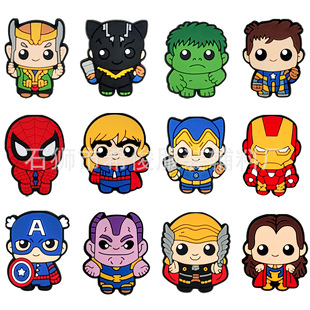 Avengers Croc Shoes Accessories Q Version Superhero DIY Shoe Accessories Pvc Soft Rubber Shoe Buckle Decorative Buckle