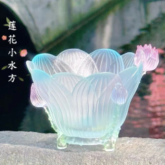 Dongmei Lotus Small Water Cube カラフルな蓮の花カップデスクトップクリエイティブ装飾品ガラス屋内ヨガティールーム蓮禅
