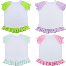 外贸韩系童装女童T恤夏装洋气卡通套头衫儿童百搭棉质花边袖上衣