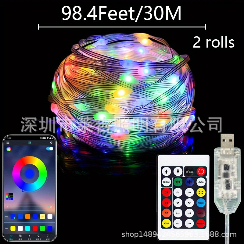 Lámpara de cable de cuero de cadena Bluetooth RGB luz de agua de carreras de caballos con ambiente navideño luz de cable de cobre decorativa